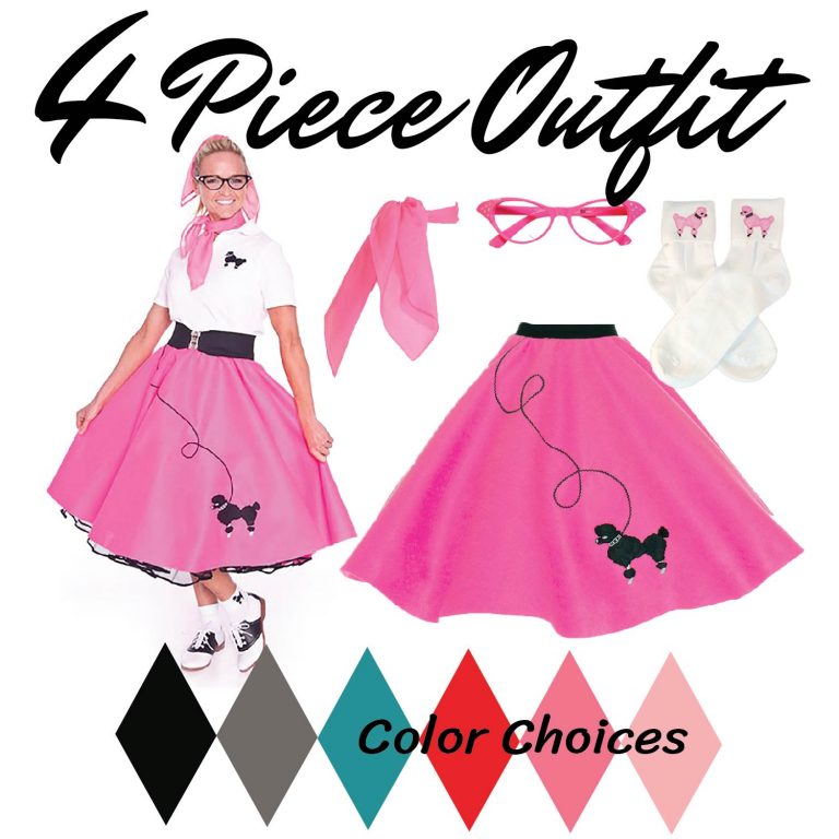 Hip Hop 50's Shop | Adult 4 Pc - 50's Poodle Skirt Outfit