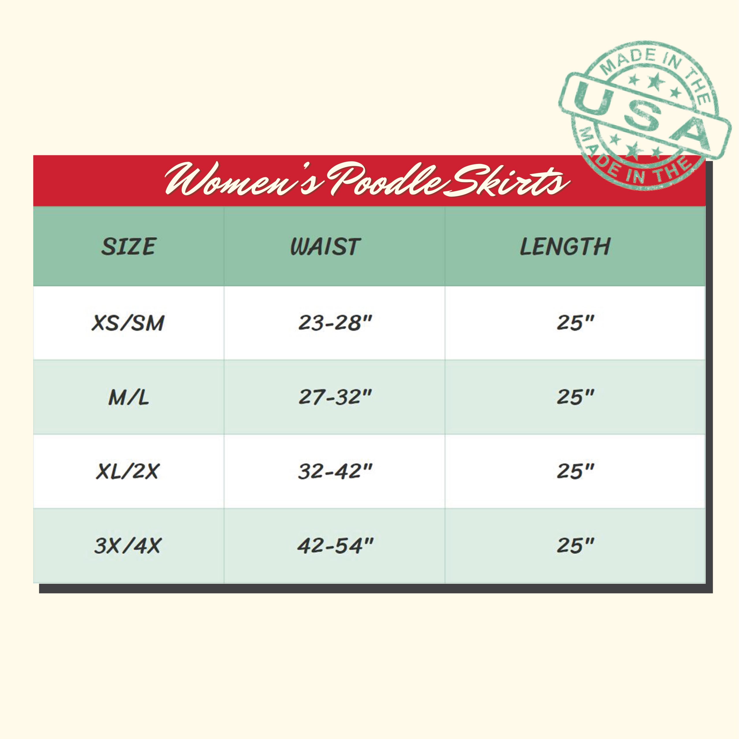 womens poodle skirt size chart-01-01 womens poodle skirt size chart in sizes small, medium, large, x-large, and 2x-large plus.